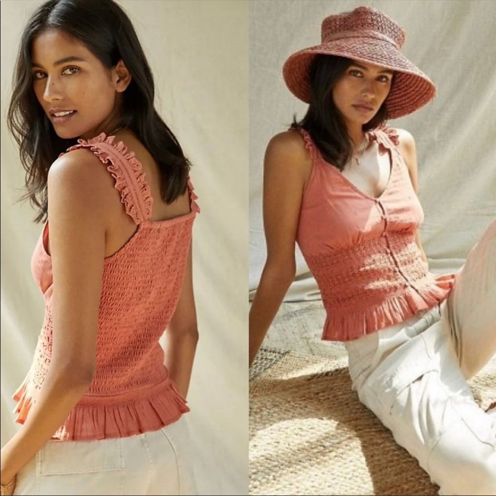 FOREVER THAT GIRL ruffled cami tank in coral